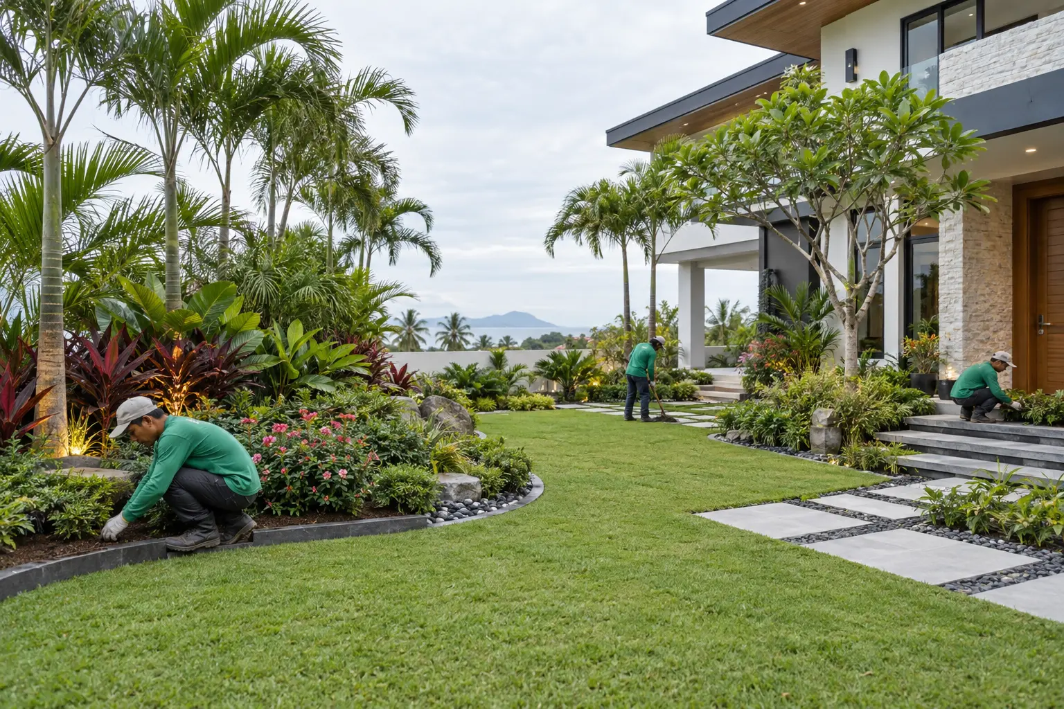 Garden installation for a tropical property