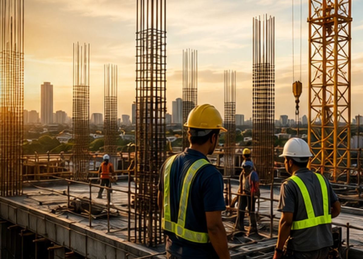 Reinforced concrete public infrastructure structure under construction